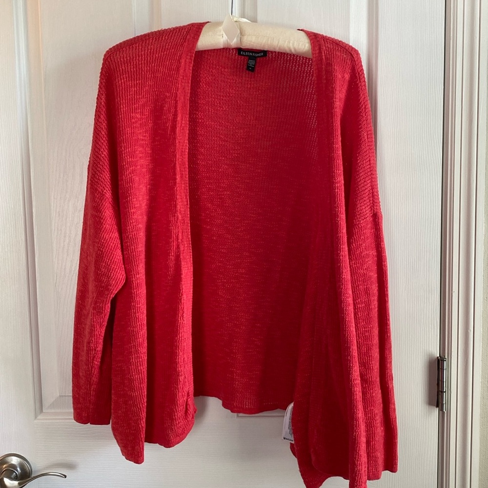 Eileen Fisher orange linen cardigan - IX
